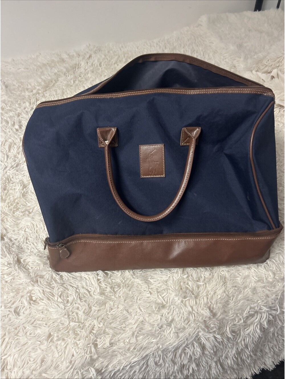 Vintage Polo Ralph Lauren Large Tote Bag Blue And Brown